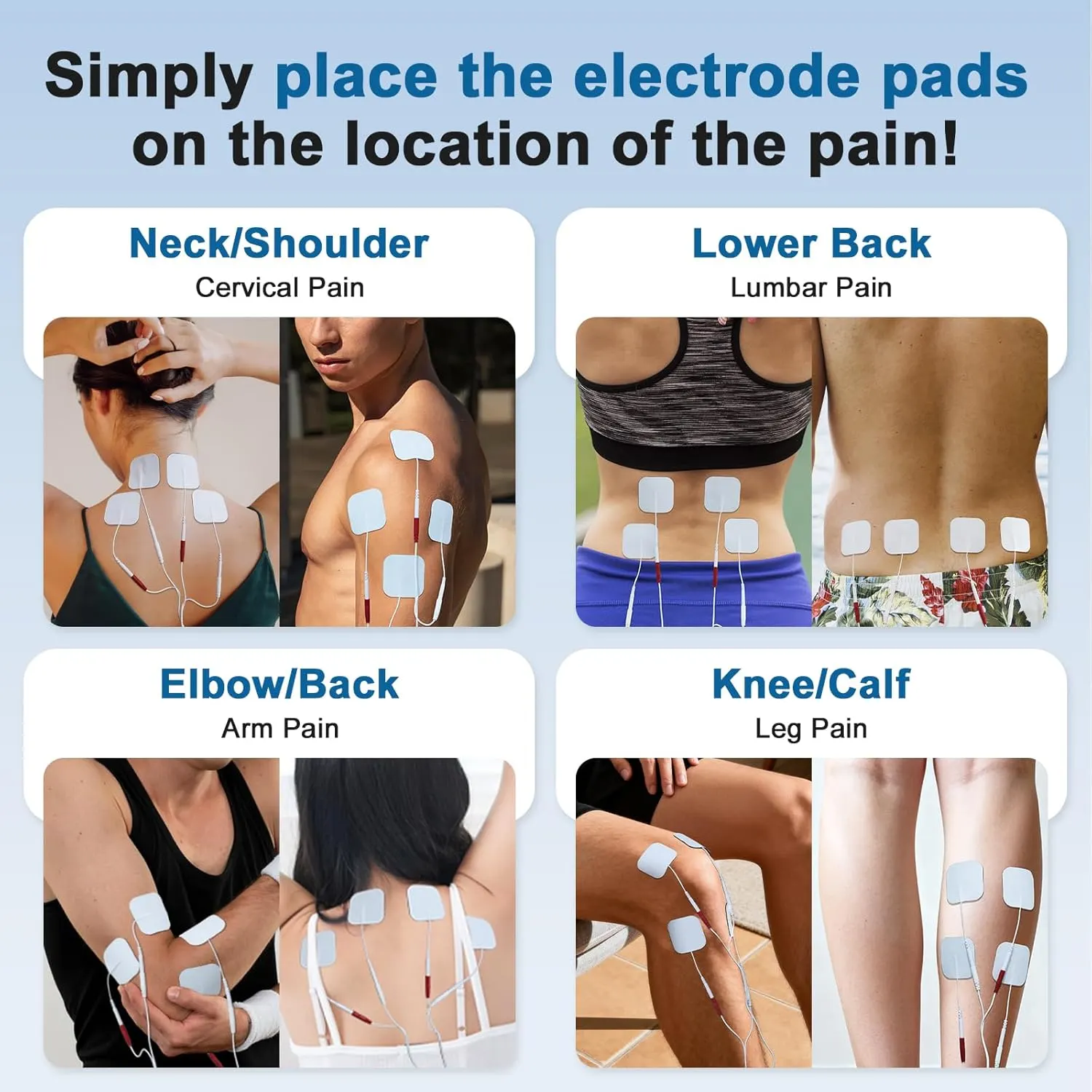 Baoliter TENS EMS controls and pads shown for careful setup before use
